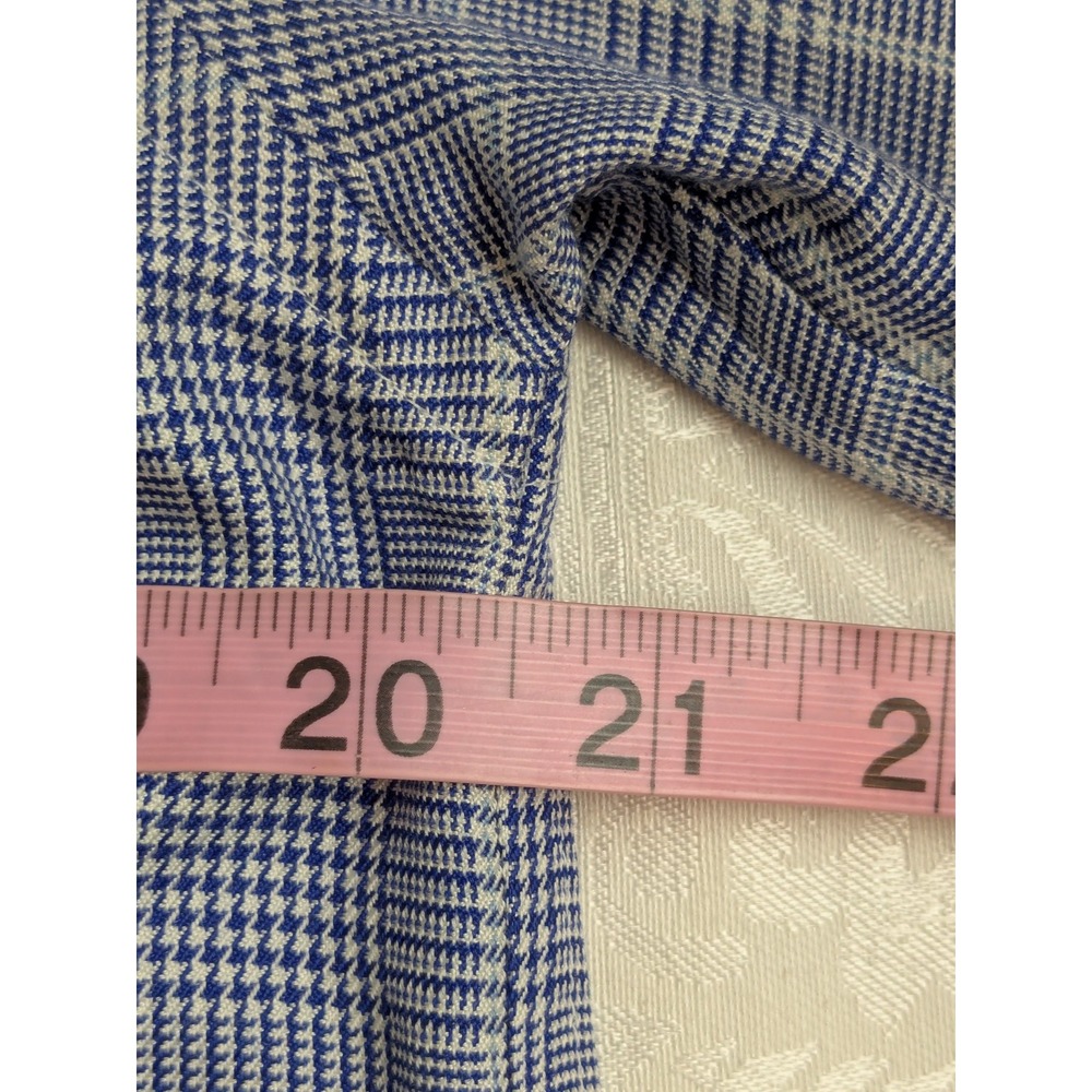 Lauren Ralph Lauren Women's 100% Silk Blue Houndstooth Button Down Blouse Size 8 - Picture 9 of 11